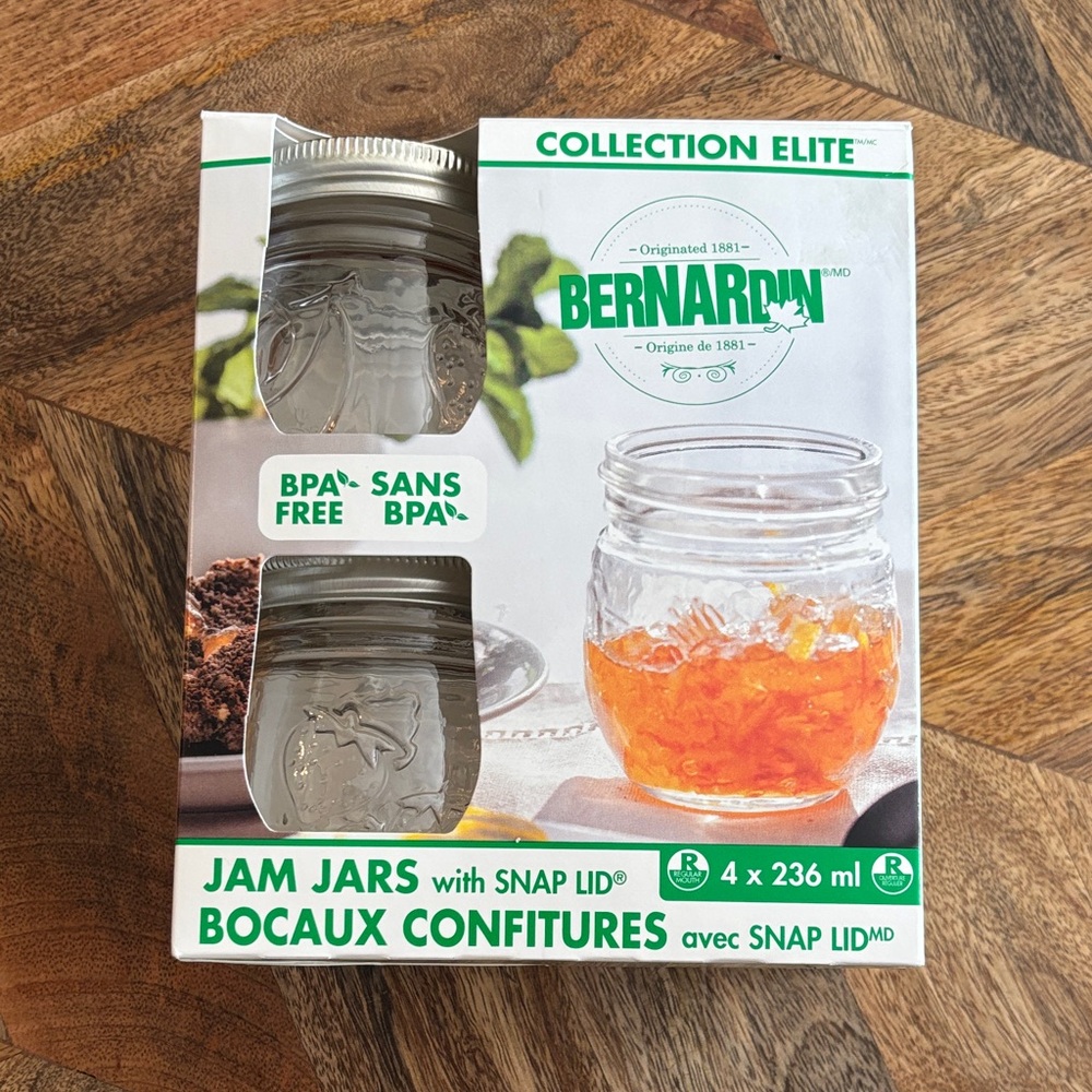 Bernardin Jam Jars with Snap Lid, 4 x 236ml